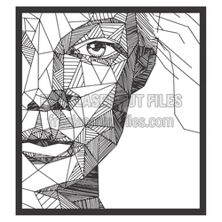 Geometric Portrait Face Laser Cut File, Modern Line Art
