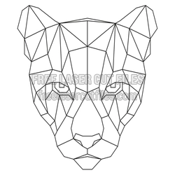 Geometric Puma Head Laser Cut File, Modern Animal Design