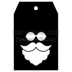 Santa Face Christmas Ornament Tag, Laser Ready Cut File