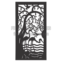 Heron and Willow Tree Nature Panel Laser Cut File