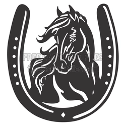 Horse in Horseshoe Laser Cut File, Rustic Western Decor