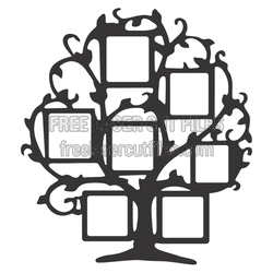 Decorative Family Tree Photo Frame Laser Cut Template