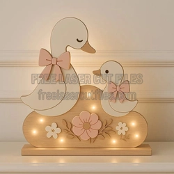 Duck Family Table Centerpiece Template for Laser Cutting