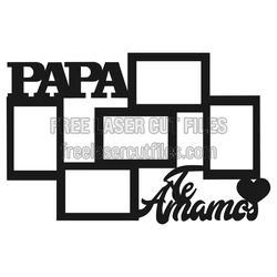 Papa Photo Frame Laser Cut File with Heart Accent