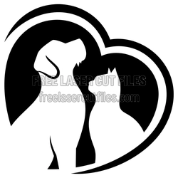 Cat and Dog Heart Clipart Laser Cut Design