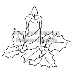 Christmas Candle with Holly Free Laser Cut File