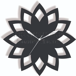 Floral Mandala Clock Template for Laser Cutting