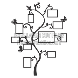 Decorative Family Tree Photo Frame Template, Laser Ready