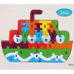 Laser-Cut ABC Alphabet Wooden Jigsaw Puzzle Template for Kids