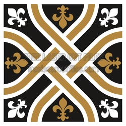 Ornamental Geometric Panel with Fleur-De-Lis Design
