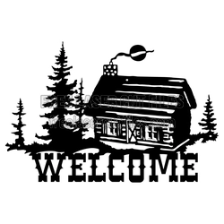 Rustic Cabin Welcome Sign SVG Laser Cut Design