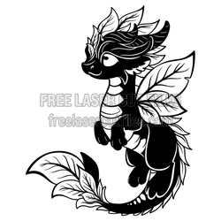 Cute Leafy Dragon Clipart, Free Laser Cut File
